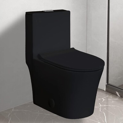 #ad Open Box WinZo WZ5022B Elongated One Piece Toilet Dual Flush Matte Black