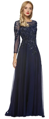 #ad SPECIAL OCCASION Formal SHEER Embroidery beaded Long Evening Gown prom dress