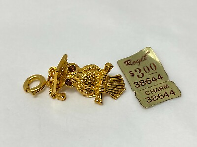 #ad Vintage ROGET Goldtone Owl Charms with Graduation Caps