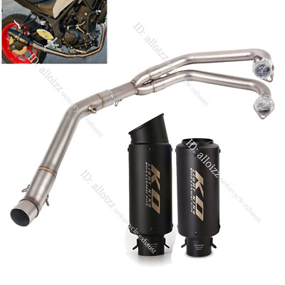 #ad For Yamaha YZF R3 2015 2023 MT 03 Whole System Exhaust Header Pipe Black Muffler