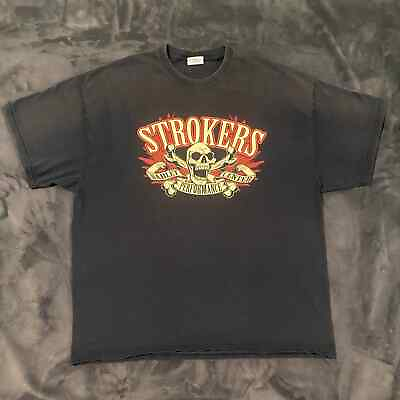 #ad Y2K Strokers Harley Performance Center Skeleton Tee Shirt