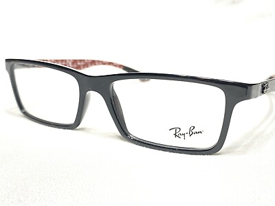 #ad NEW Ray Ban RB8901 2000 Mens Black Carbon Fiber Eyeglasses Frames 55 17 145