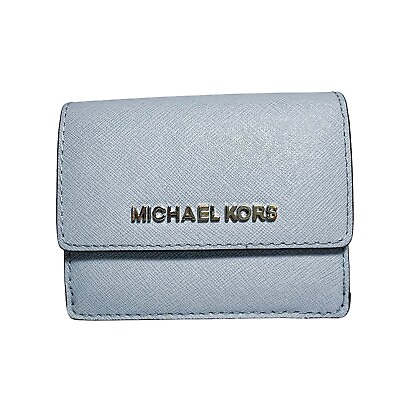 #ad Michael Kors Light Sky Blue Saffiano Leather Travel Jet Set Wallet Bi Fold