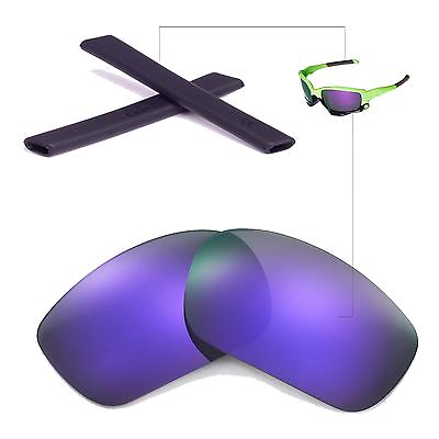 #ad New Walleva Polarized Purple Lenses And Black Earsocks For Oakley Jawbone
