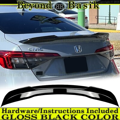 #ad For 2022 2024 Honda Civic 4Dr Si Factory Style Trunk Spoiler Wing GLOSS BLACK