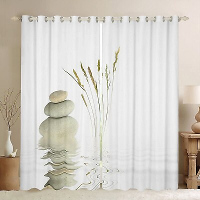 #ad Zen Stones Print Curtain Meditation Darkening Window Dreapes for Bedroom Tran...
