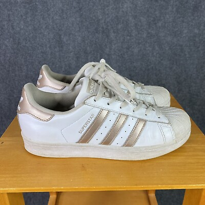 #ad adidas Superstar Womens Shoes 8 US White Rose Gold Sneakers Shell Toe BA8169