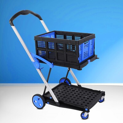 #ad CARSTY Folding Collapsible Shopping Cart Multi Functional Grocery Storage Basket
