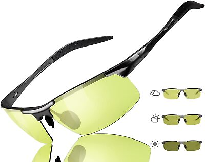 #ad TJUTR Men#x27;s Photochromic Night Vision Glasses for Driving Polarized Lens Anti G