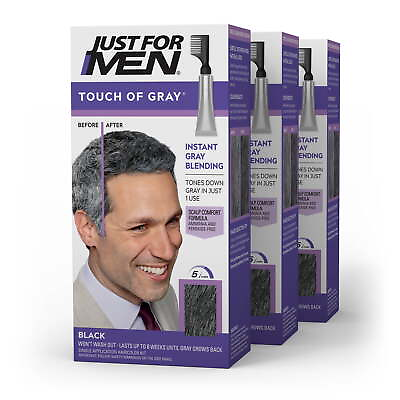 #ad Just For Men Touch of Gray Hair Color with Comb Applicator T 55 Black 3 Pack