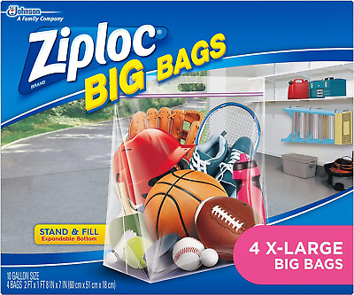 #ad Ziploc Big Bags X Large Double Zipper Storage Bags 4 Count 20quot;x24quot;