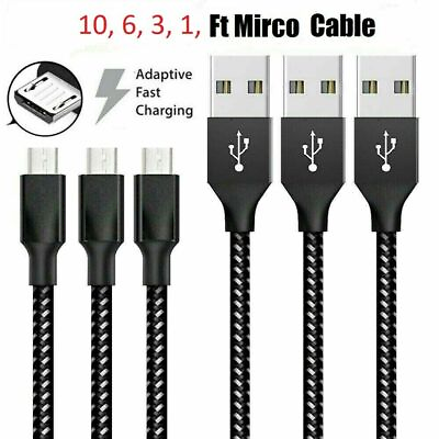 #ad LOT 3 6 10Ft Micro USB 3.0 Fast Charger Data Sync Cable Cord LG HTC Android
