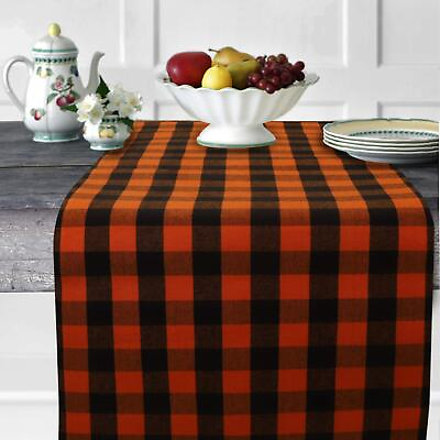 #ad Table Runner 100% Cotton Fused Table Runner Halloween Checks 14#x27;#x27;x72#x27;#x27; Over S...