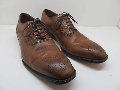 #ad Belvedere Mens Handmade Brown Leather And Genuine Alligator Oxfords Size US 13 D