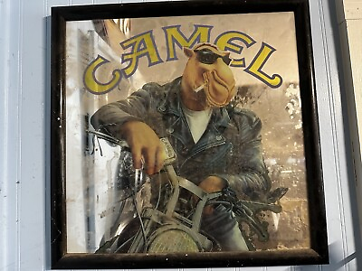 #ad 1992 Joe Camel On A Harley Bar Mirror