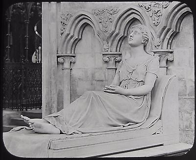 #ad Glass Magic Lantern Slide MRS DIGBYS MONUMENT WORCESTER CATHEDRAL C1890 PHOTO