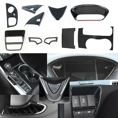 #ad Interior Accessories Cover Trim 10PCS For Acura TLX 2015 2020 Carbon fiber Style