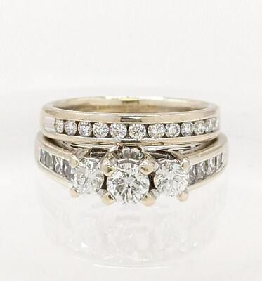 #ad Lady#x27;s Princess Diamond Wedding Bridal Set 23 .90 Carat TW 14K White Gold 7.7g