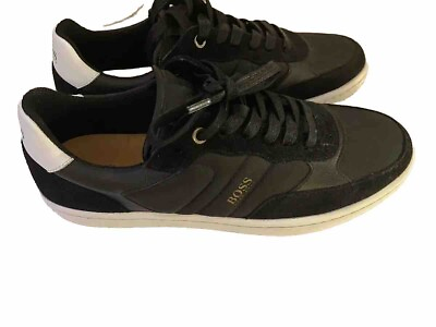 #ad Brand New Hugo Boss Men#x27;s Sneakers Black Leather textile suede.Casual Shoes.