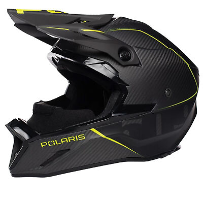 #ad Polaris 509 Altitude 2.0 Snowmobile Helmet Carbon Fiber Light DOT ECE Black Lime