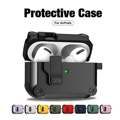 #ad For Apple AirPods Pro 1 2 3 Case Lock Clip Hard Shell Full Protective Shockproof