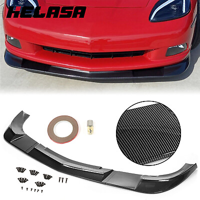 #ad HECASA For 05 13 Corvette C6 Base Front Lip Splitter ZR1 Style Carbon Fiber Look