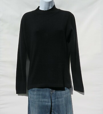#ad Cashmere Men#x27;s #x27;Mock Neck#x27; 2 Ply B Knit Sweater Himalayan Black Size: M L