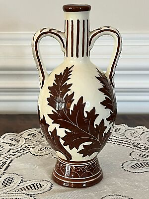 #ad Signed Lux Marmaca Republic of San Marino Italian Double Handle Bottle Vase