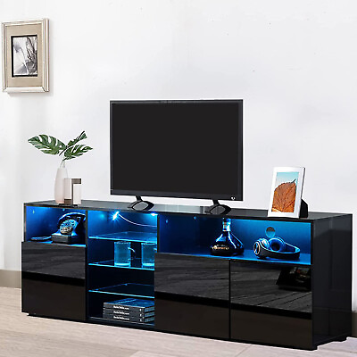 #ad High Glossy LED TV Stand Cabinets for 70 85quot; TV Entertainment Center TV Table