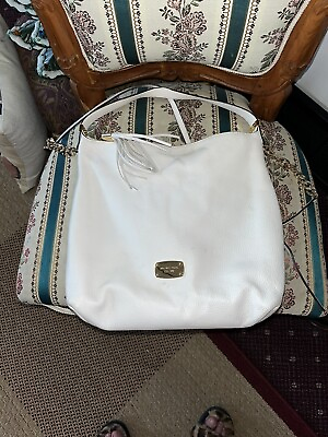 #ad Authentic Michael Kors White Pebble Leather Handbag NWOT