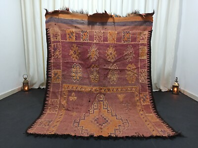 #ad Vintage Sbai Berber Moroccan Rug 4#x27;6quot;x 6#x27;2quot; Tribal Floral Square Handmade Carpet