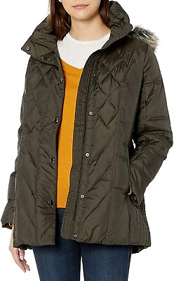 #ad LONDON FOG Women#x27;s Diamond Quilted Down Coat