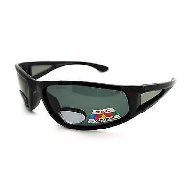 #ad All Black Mens Polarized Sport Warp Biker Sunglasses with Bifocal Reading Lens
