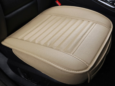 #ad Beige Bamboo Charcoal Faux Leather Full Surround Seat Cover Pad Protect Cushion