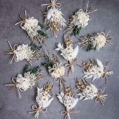 #ad Mini Dried Flower Bouquet Set of 12 Small Bouquets Bohemian Wedding Table C...