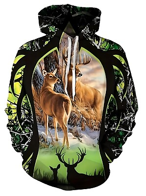#ad Country Girl Women#x27;s Green Camo Deer Horn Hunter 3D All Over Sweatshirt Hoodie