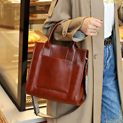 #ad GENUINE LEATHER Womens Bag Solid Glossy Shoulder Crossbody Tote Ladies Handbag