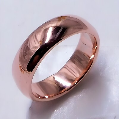 #ad Pure Solid Copper Smooth Unisex Band Handcrafted Jewelry Ring For Men Women Gift