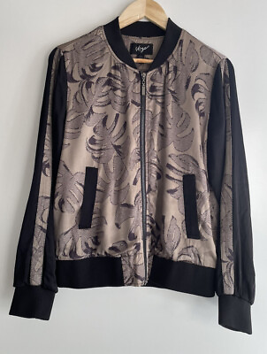 #ad VERGE NZ Palm Print Bomber Jacket Zip Front XS Suit 8 10