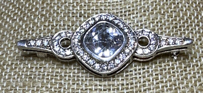 #ad cubic zirconia white topaz sterling silver brooch 925