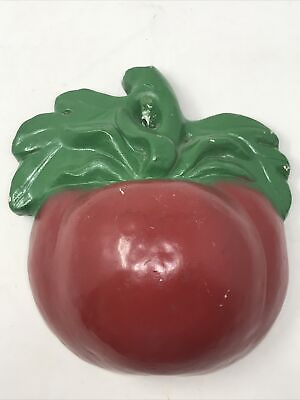 #ad Vintage Apple Tomato String Holder Wall Mount Chalk Ware
