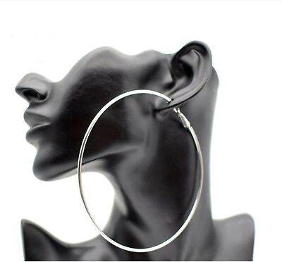 #ad Classic High Fashion Big Hoop 2 mm Tube Earrings