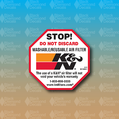 #ad Kamp;N Stop Do Not Discard Air Filter 2.5quot; Warning Custom Vinyl Decal Sticker