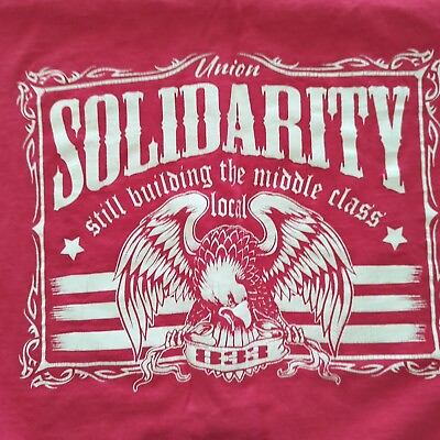 #ad UAW Union Solidarity Pink T shirt Womens Medium Local 833 Made In USA