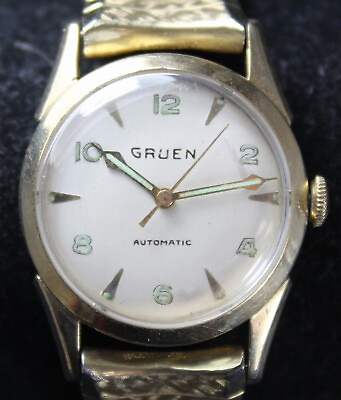 #ad Gruen Automatic 480SS 17j 10k Gold Filled 27mm Watch Vintage Runs