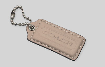 #ad Coach Medium Hangtag Charm Replacement Necklace Pendant Silver Taupe Leather $13.00