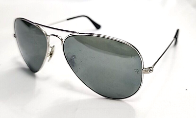 #ad Ray Ban Aviator Silver Metal Gray Sunglasses 58 14