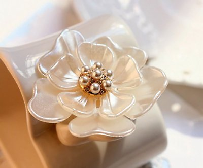 #ad Retro Camellia Flower Pearl Crystal Bridal Brooch Pin Jewelry Wedding Gifts