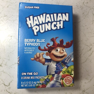 #ad Hawaiian Punch BERRY BLUE TYPHOON Sugar Free Drink Mix Sugar Free * 12 Boxes *