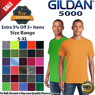 #ad Gildan G500 Mens Short Sleeve Heavy Cotton Crew Neck Stylish Solid Plain T Shirt